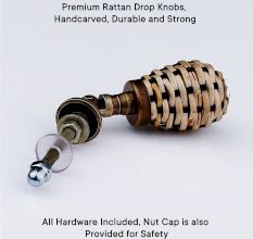 Decorative Rattan Natural Black Cabinet Knobs Dresser Pulls