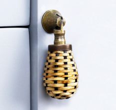 Decorative Rattan Natural Black Cabinet Knobs Dresser Pulls