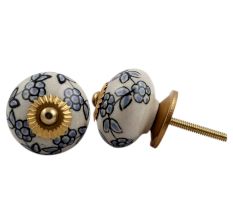 Turquoise Tiny Floral Dresser Knob
