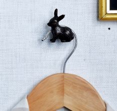 Antique Rabbit Metal Wall Hooks and Drawer Knobs 3 Pieces