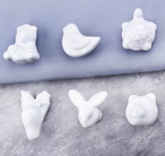 White Mix Animals Pattern Ceramic Cabinet Knobs 6 Pieces