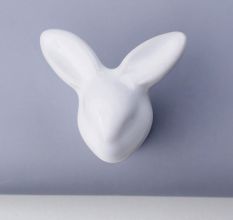 White Mix Animals Pattern Ceramic Cabinet Knobs 6 Pieces