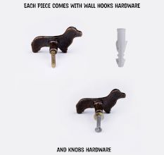 Handmade Antique Dog Wall Hooks Pack of 3