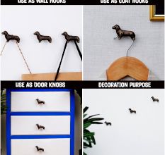 Handmade Antique Dog Wall Hooks Pack of 3