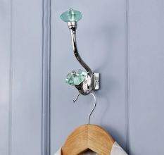 Decorative Multicolor Glass Iron Wall Hooks 6 Pieces
