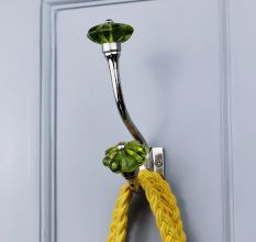 Decorative Multicolor Glass Iron Wall Hooks 6 Pieces