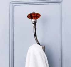 Decorative Multicolor Glass Iron Wall Hooks 6 Pieces