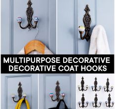 Handmade Multicolor Ceramic Iron Wall Hooks 6 Pieces