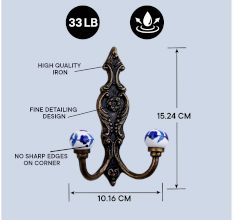 Handmade Multicolor Ceramic Iron Wall Hooks 6 Pieces