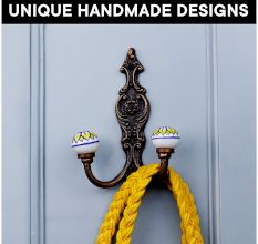 Handmade Multicolor Ceramic Iron Wall Hooks 6 Pieces