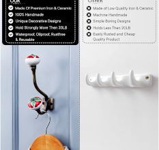 Decorative Ceramic Iron Heavy Duty Wall Hooks Pack of 6