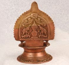 Premium Brass Gajalaxmi Oil Lamp in South Indian Art