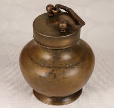 Elegant Brown Brass Holy Water Pot Gangajali for Decor