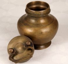 Elegant Brown Brass Holy Water Pot Gangajali for Decor