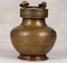 Elegant Brown Brass Holy Water Pot Gangajali for Decor