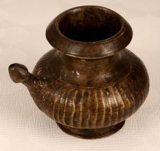 Vintage Dark Brown Water Pot with Spout Made of Brass