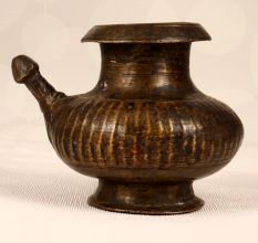 Vintage Dark Brown Water Pot with Spout Made of Brass