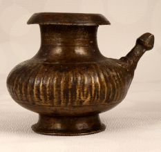Vintage Dark Brown Water Pot with Spout Made of Brass