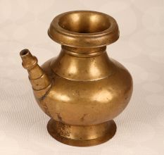 Elegant Brown Brass Water Pot with Spout for Prayer Room