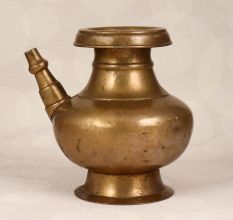 Elegant Brown Brass Water Pot with Spout for Prayer Room