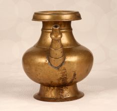Elegant Brown Brass Water Pot with Spout for Prayer Room
