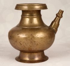 Elegant Brown Brass Water Pot with Spout for Prayer Room