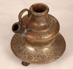 Vintage Engraved Brass Hookah Base for Flower Decoration
