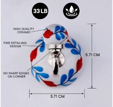 6 Pieces Decorative Multicolor Floral Ceramic Round Wall Hooks