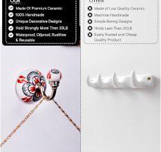 6 Pieces Decorative Multicolor Floral Ceramic Round Wall Hooks