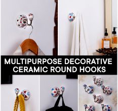 6 Pieces Decorative Multicolor Floral Ceramic Round Wall Hooks