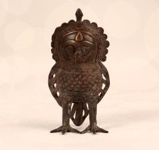 Vintage Tribal Art Brass Statue of Owl for Home Decor
