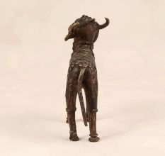 Tribal Fine Art Brass Nandi Statue in Dark Finish for Decor
