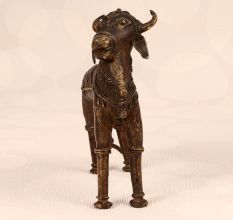 High-Quality Brass Nandi Statue in Tribal Art for Decoration
