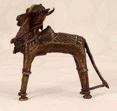 High-Quality Brass Nandi Statue in Tribal Art for Decoration