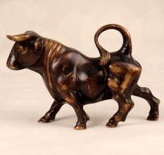 English Art Handmade Brass Statue of Fighting Bull for Decor