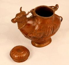 Handcrafted Copper Holy Water Pot in Cow Shape for Decor