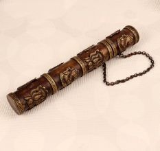 Tibetan Brass Copper Incense Case Holder for Decoration