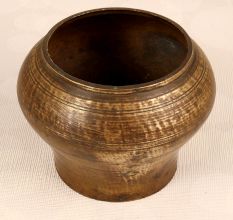 South Indian Art Brass Holy Pot in Vintage Brown Finish