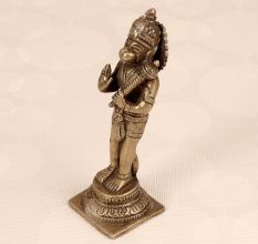 Silver Finish Brass Lord Hanuman Statue for Prayer Room