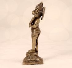Silver Finish Brass Lord Hanuman Statue for Prayer Room