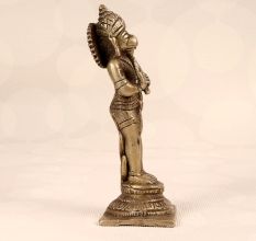 Silver Finish Brass Lord Hanuman Statue for Prayer Room