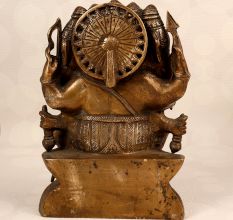 Handcrafted Brass Five Head Lord Ganesha Statue for Prayer Room