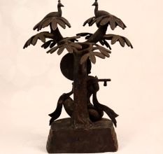 Handmade Brass Statue of Lord Krishna Playing Flute for Prayer Room