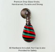 Handmade Multicolor Glass Pull Teardrop Wardrobe Knob
