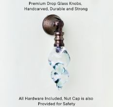Decorative Glass Pull Teardrop Wardrobe Knob