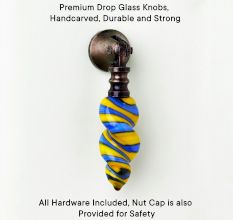 Handcrafted Multicolor Glass Pull Teardrop Drawer Knob