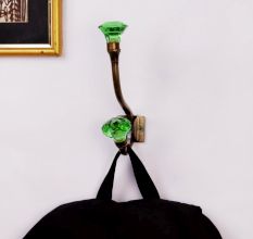 Handmade Multicolor Glass Iron Wall Hooks 6 Pieces
