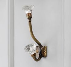 Handmade Clear Glass Iron Wall Hook