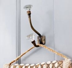 Handmade Clear Glass Iron Wall Hook