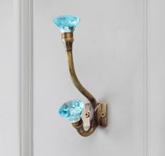 Turquoise Diamond Glass Iron Wall Hook